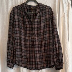 Free People Plaid Tunic in Black and Brown